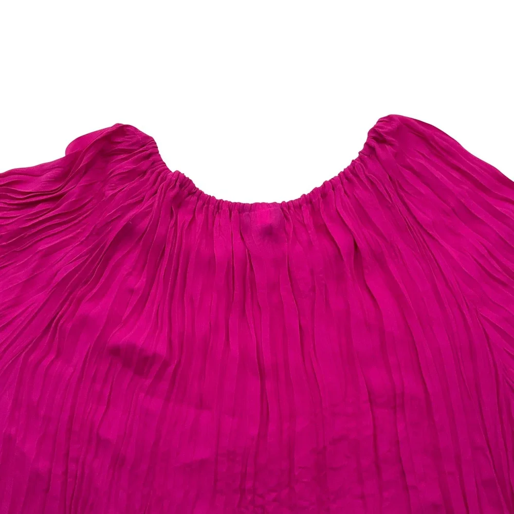 Catherines Peasant Top Womens 2X Magenta Crinkle Eyelet Lace Boho Blouse
